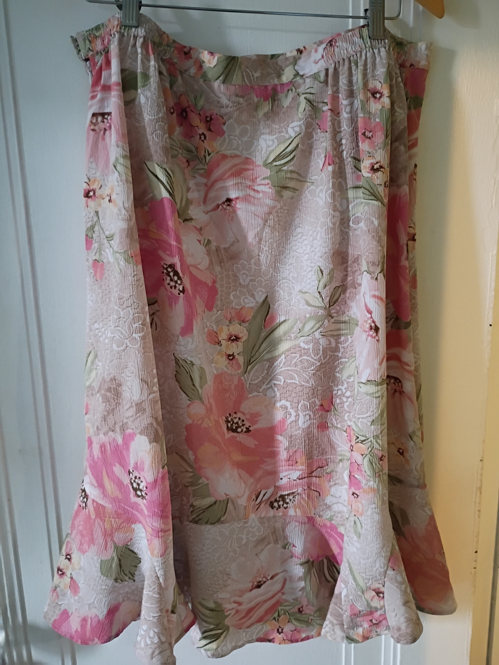 Alfred Dunner Pink Floral Midi Skirt